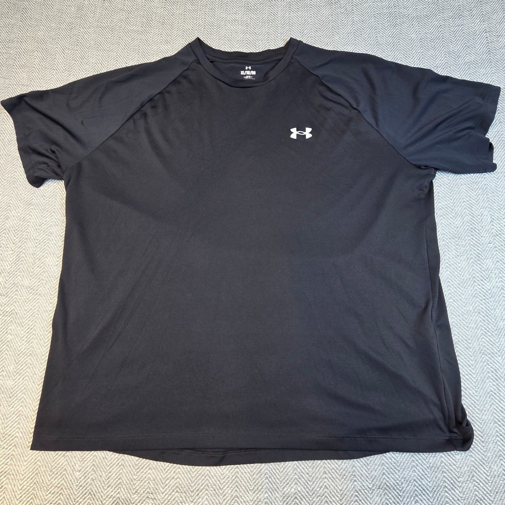 Under Armour Mens XL Black Short Sleeve Loose Fit Graphic Back Performance Shirt